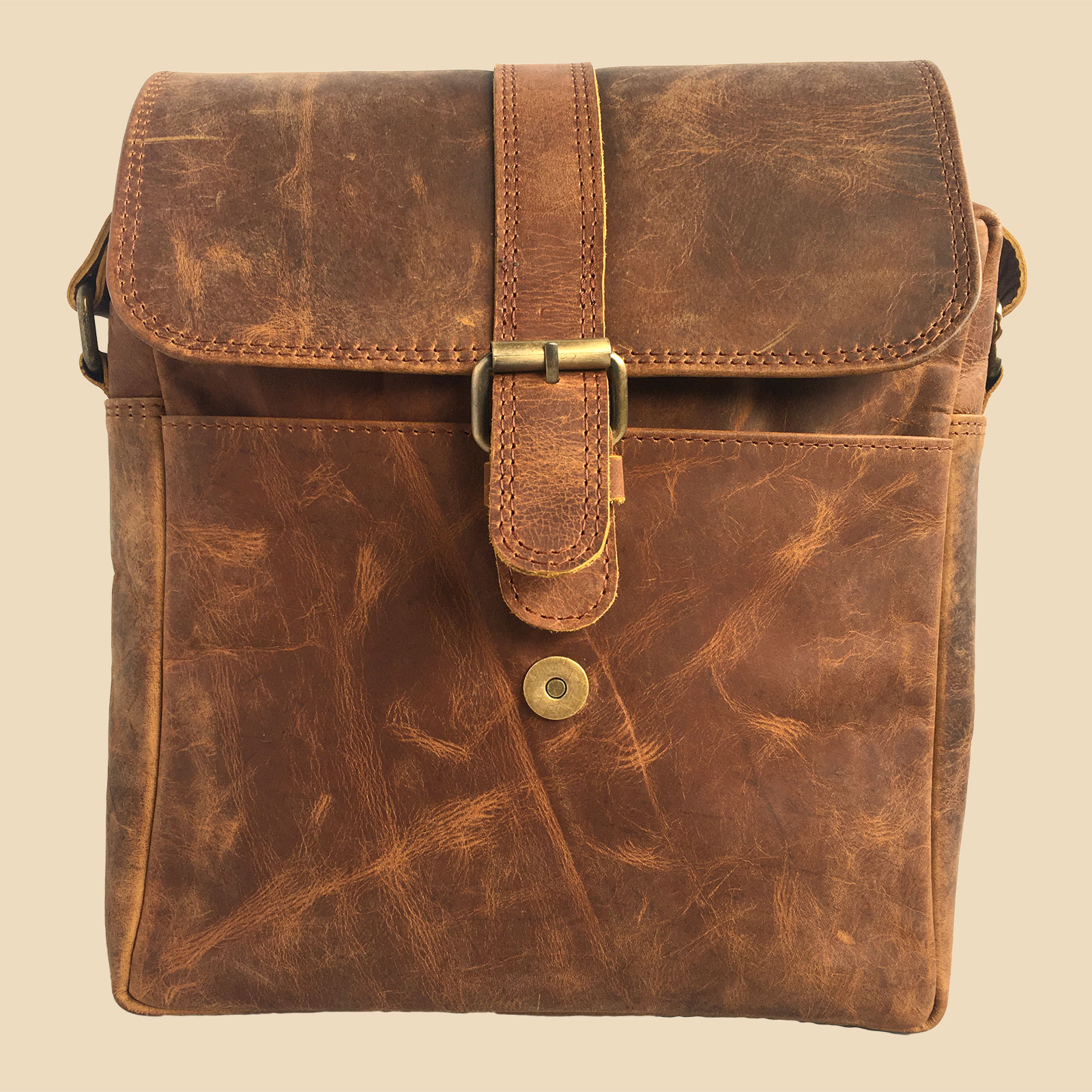 Womens Genuine Buffalo Leather Crossbody Ipad Bag Brown Messenger Sling Bag